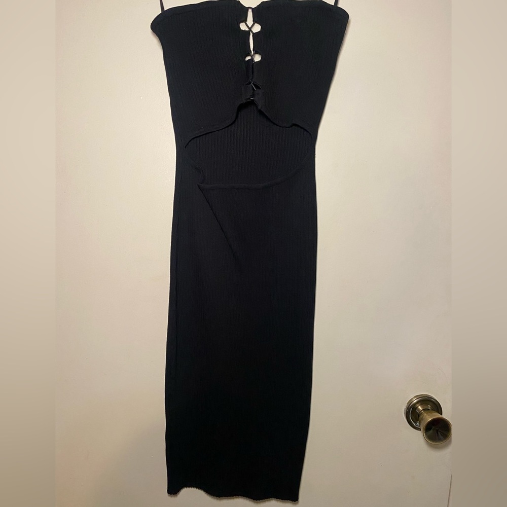 Black midi tube dress